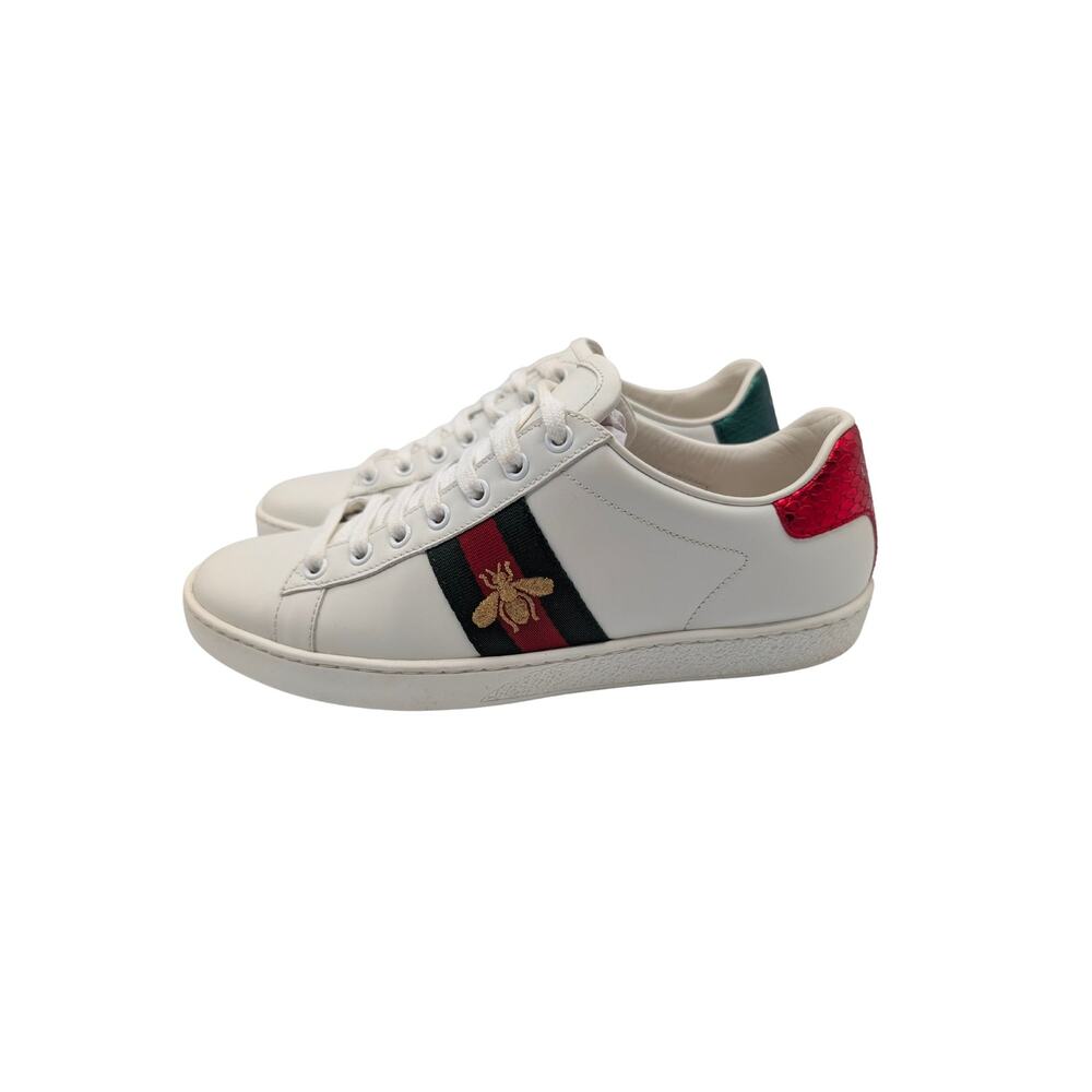 Gucci White Bee Ace Web Stripe Sneakers Size 38